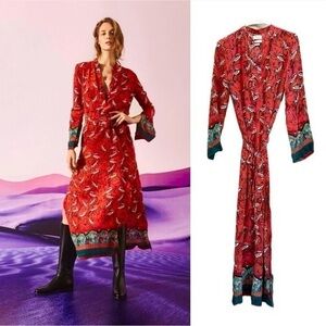 Chufy NWOT Viscose Runway Red Long Sleeve Maxi Dress S